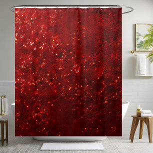 Elegant Glittering Red Sequin Shower Curtains