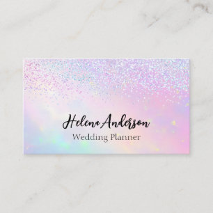 Elegant Glitters Opal Rainbow Confettis Business Card
