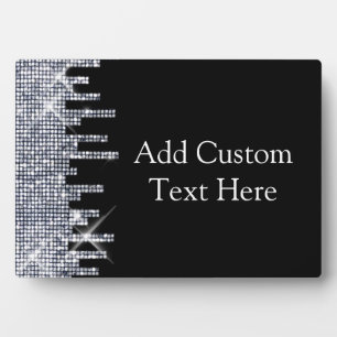 Elegant Glittery Black/Silver Glamour Plaque