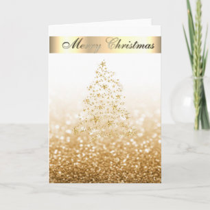 Elegant ,Glittery,Bokeh ,Faux Gold Christmas Tree Holiday Card