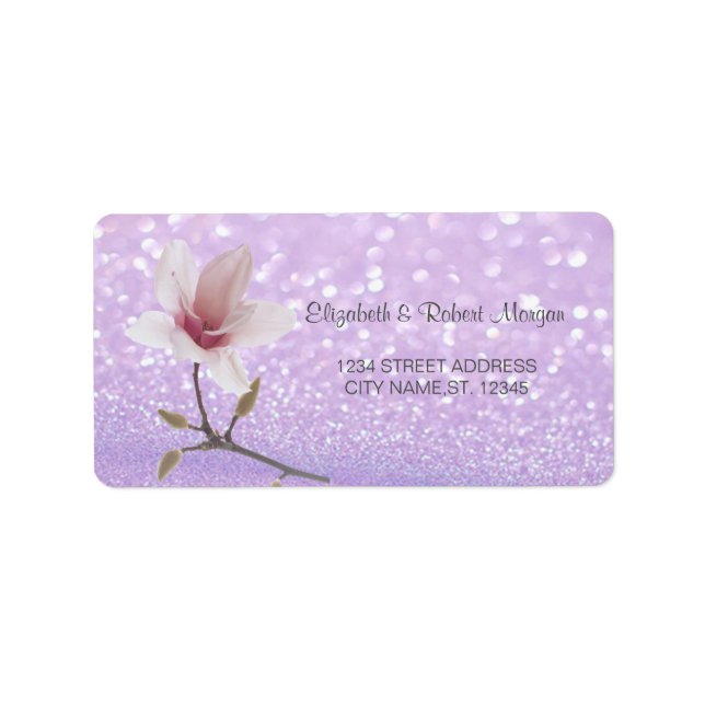 Elegant Glittery Bokeh ,Magnolia   Wedding Label (Front)