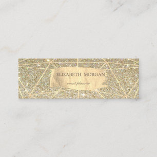 Elegant Glittery  Gold Brush Stroke Geometric Mini Business Card