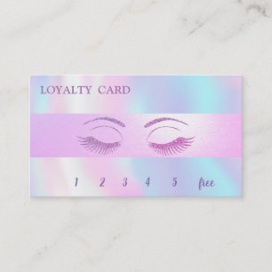 Elegant Glittery Lashes,Striped Holographic Loyalty Card