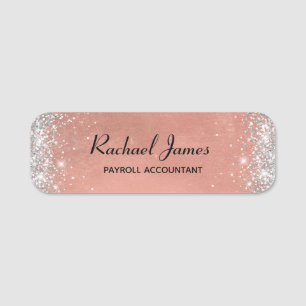 Elegant Glittery Soft Rose Gold Foil Name Tag
