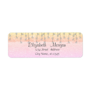 Elegant Glittery String Lights Christmas Return Address Label