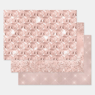 Elegant Glitzy Girly Blush Pink and Silver Wrapping Paper Sheet