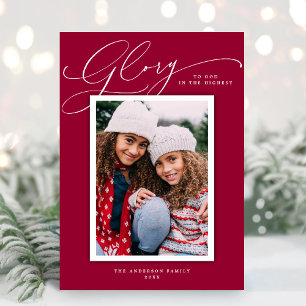 Elegant Glory To God Religious Holiday Photo Card