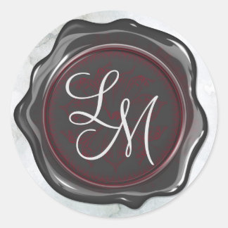 Elegant Glossy Black and Red Wax Seal Monogram