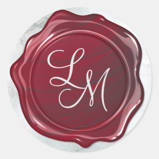 Elegant Glossy Dark Red Wax Seal Monogram