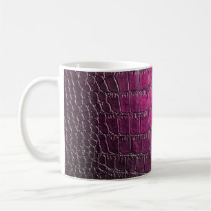 Elegant, glossy, embossed skin leather texture in coffee mug
