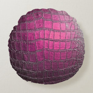 Elegant, glossy, embossed skin leather texture in round cushion