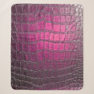 Elegant, glossy, embossed skin leather texture in sherpa blanket