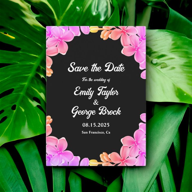 Elegant Glow Neon Lights Roses Boho Floral Wedding Save The Date (Creator Uploaded)