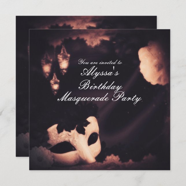 Elegant Glow Vintage Masquerade Mask Invitation (Front/Back)