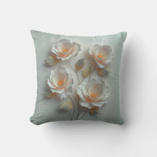 Elegant Glowing 3 D Flowers Cushion