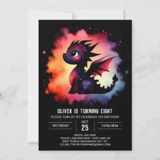 Elegant Glowing Dragon Birthday Invitation
