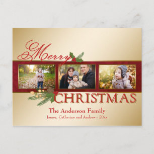 Elegant Glowing Gold Merry Christmas Photo Card