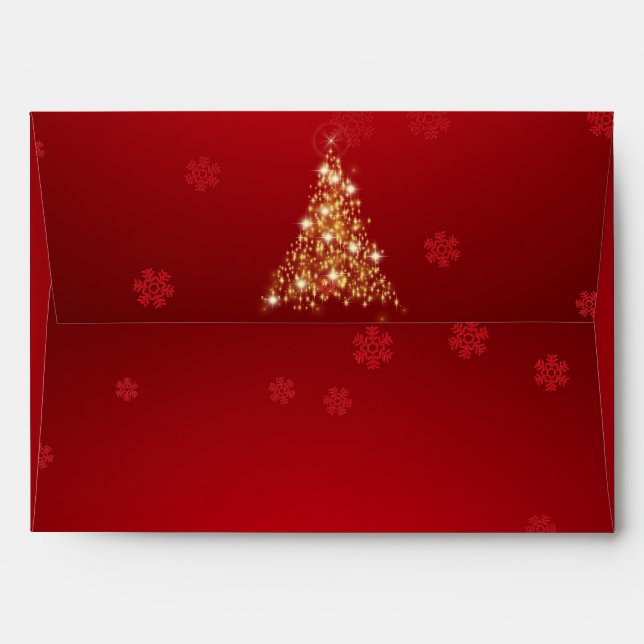 Elegant Glowing Merry Christmas Tree Envelopes (Back (Top Flap))