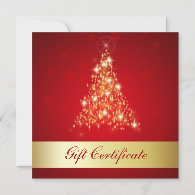 Elegant Glowing Merry Christmas Tree Gift Card (Front)