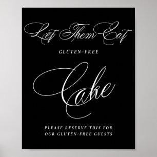 Elegant Gluten Free Cake White Calligraphy   Table Poster