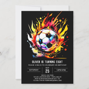 Elegant Goal Printable Soccer Birthday Invitation