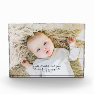 Elegant Godparent Baptism Thank You with Photo Block
