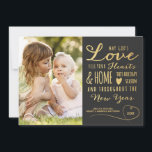 Elegant God's Love Gold Type Christmas Photo Black Holiday Card<br><div class="desc">This beautiful multiple photo holiday card features gold typography, which reads "May God's Love fill your Hearts and Home this Holiday Season and throughout the New Year." Dark grey background. One photo template on the front - three on the back. Modern, elegant, simple - a perfect greeting for family and...</div>