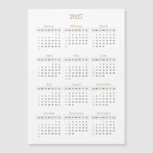 Elegant Gold 2027 Calendar Any background colour