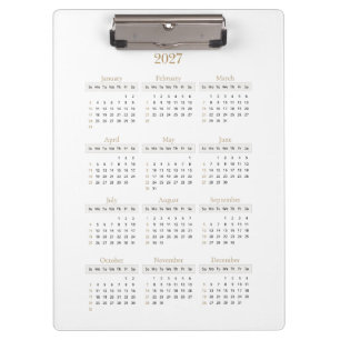 Elegant Gold 2027 Calendar   Any background colour Clipboard
