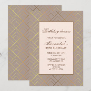 Elegant Gold 23rd birthday invitations Dinner 