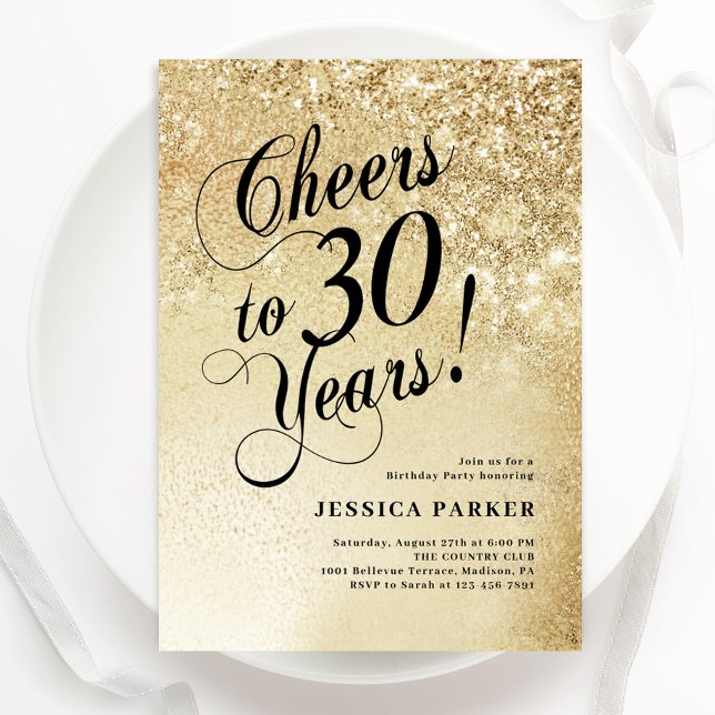 Elegant Gold 30th Birthday Invitation (Creator Uploaded)