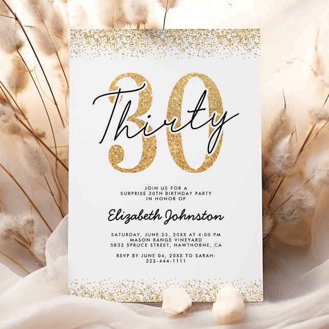 Elegant Gold 30th Birthday Party Invitation (Creator Uploaded)