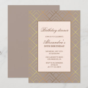 Elegant Gold 39th birthday Dinner invitations 