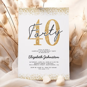 Elegant Gold 40th Birthday Party Invitation
