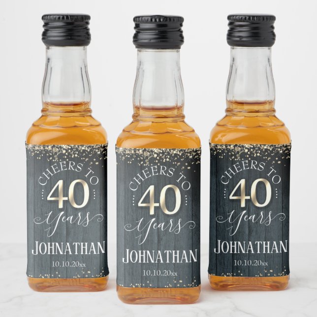 Elegant Gold 40th Birthday Scriptt Liquor Bottle Label (Bottles)