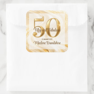 Elegant Gold 50 and Fabulous Birthday Square Sticker