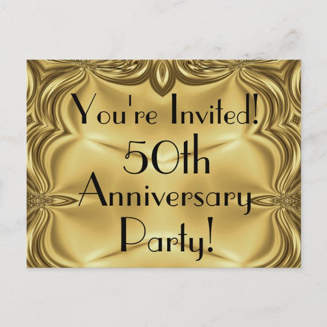 Elegant Gold 50th Anniversary Invitation Postcards (Front)