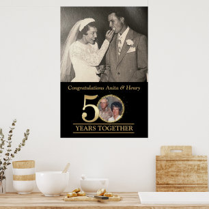 Elegant Gold 50th Anniversary Photo Poster