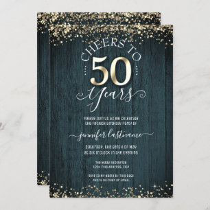 Elegant Gold 50th Birthday Formal Invitation