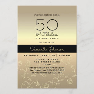 Elegant Gold 50th Birthday Invitation