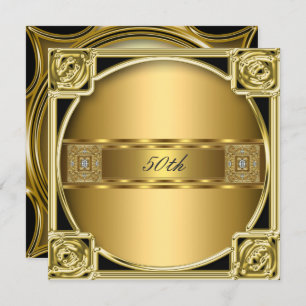 Elegant Gold 50th Birthday Party Anniversary Gold Invitation