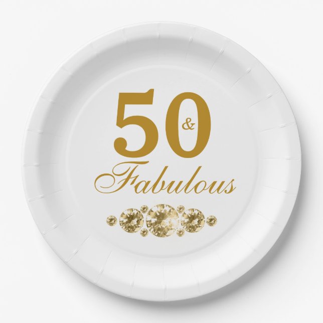 Elegant Gold 50th Birthday Party  Paper Plate (Front)