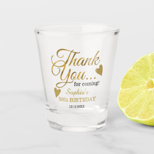 Elegant Gold 50th Birthday Thank You Party Favours Shot Glass