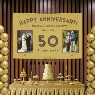 Elegant Gold 50th Wedding Anniversary  Banner
