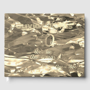 Elegant Gold 50th Wedding Anniversary Guest Book