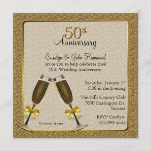 Elegant Gold 50th Wedding Anniversary Invitation