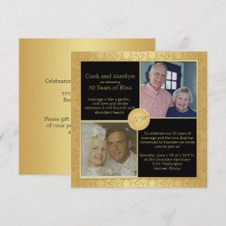 Elegant Gold 50th Wedding Anniversary Invitation 5