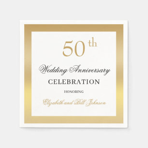 Elegant Gold 50th Wedding Anniversary Napkin