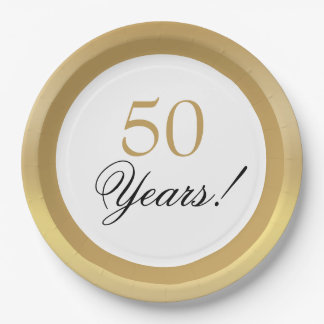 Elegant Gold 50th Wedding Anniversary Paper Plate