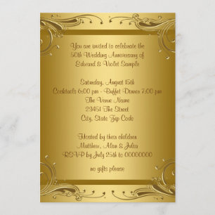 Elegant Gold 50th Wedding Anniversary Party Invitation